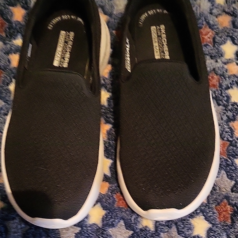 Skechers Black Air Cooled Goga Mat Slip On Shoes